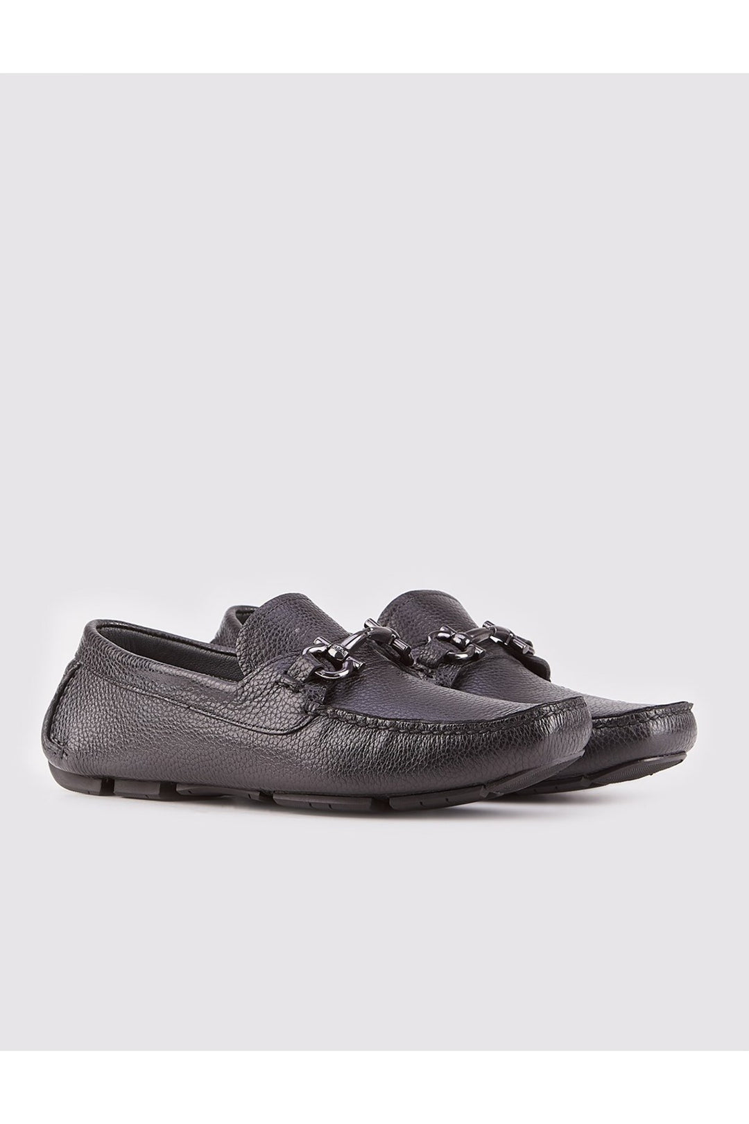 Cabani Shoes Chaussures Loafer Noires en Cuir Véritable avec Détails de Boucle pour Homme - Noir