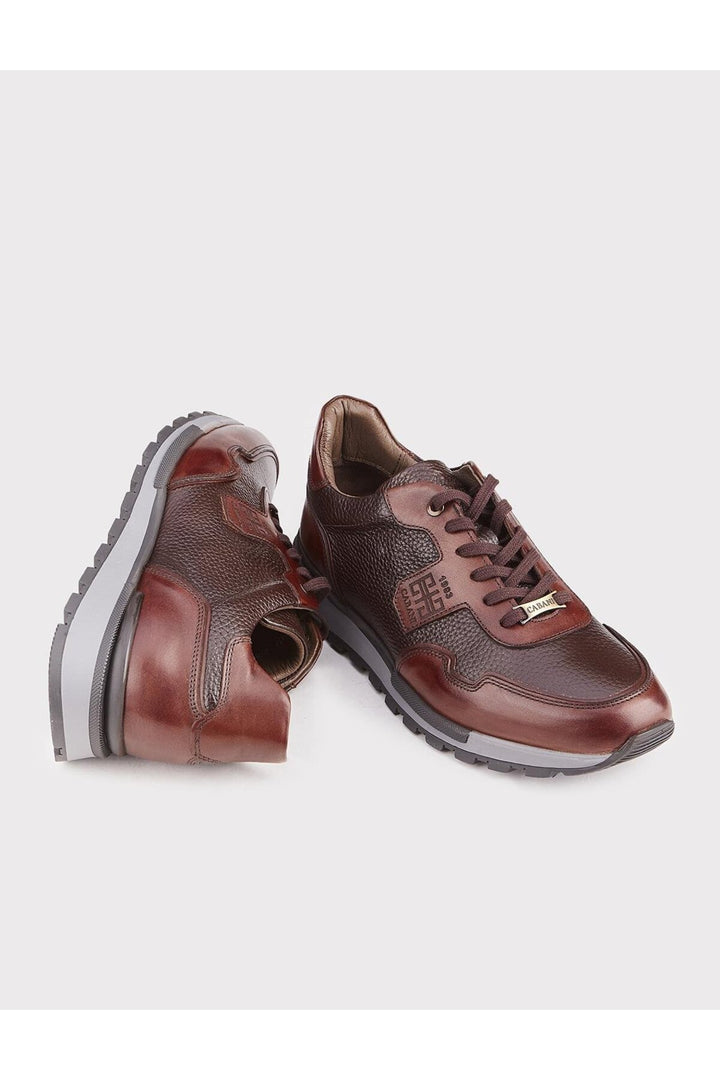 Cabani Shoes Chaussures de sport pour hommes en cuir véritable marron à lacets - Marron