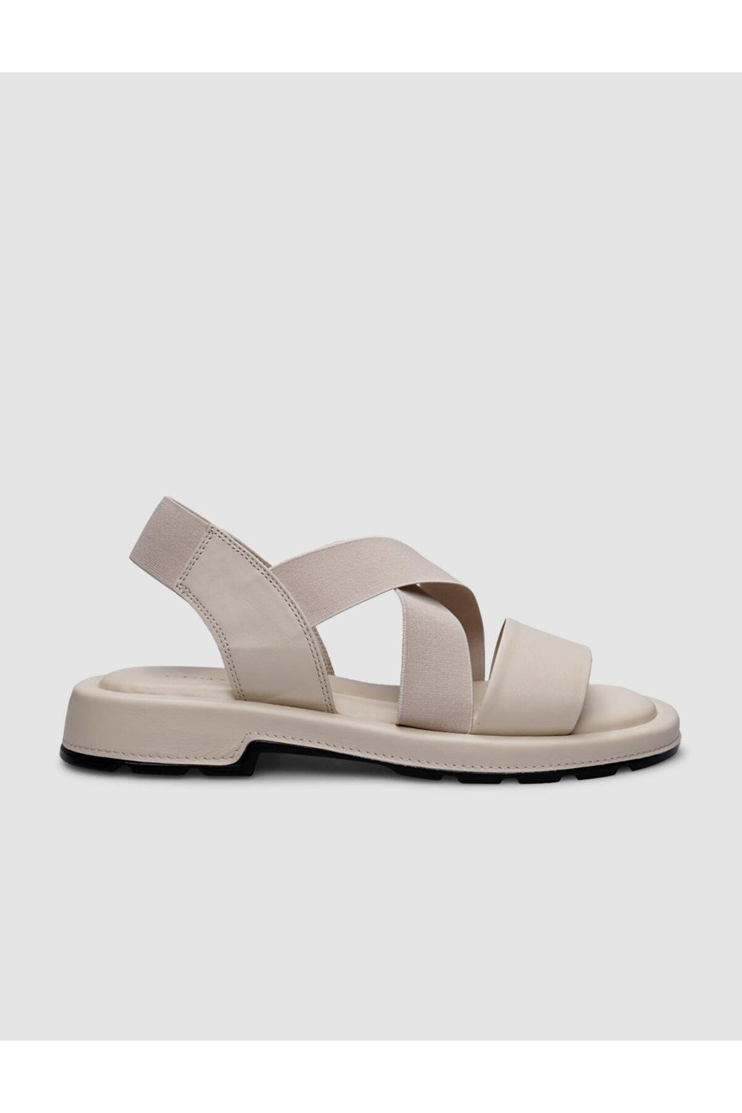 Cabani Shoes Sandales pour femmes en cuir véritable beige à élastique 100% - Multicolore