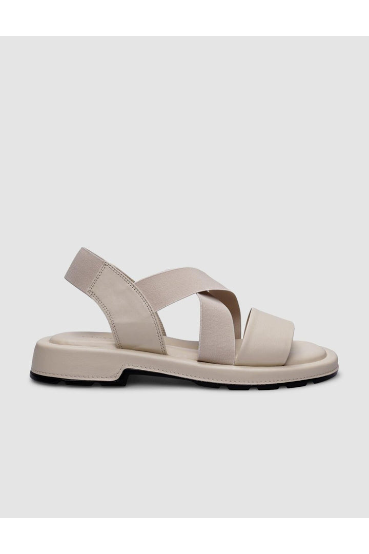 Cabani Shoes Sandales pour femmes en cuir véritable beige à élastique 100% - Multicolore