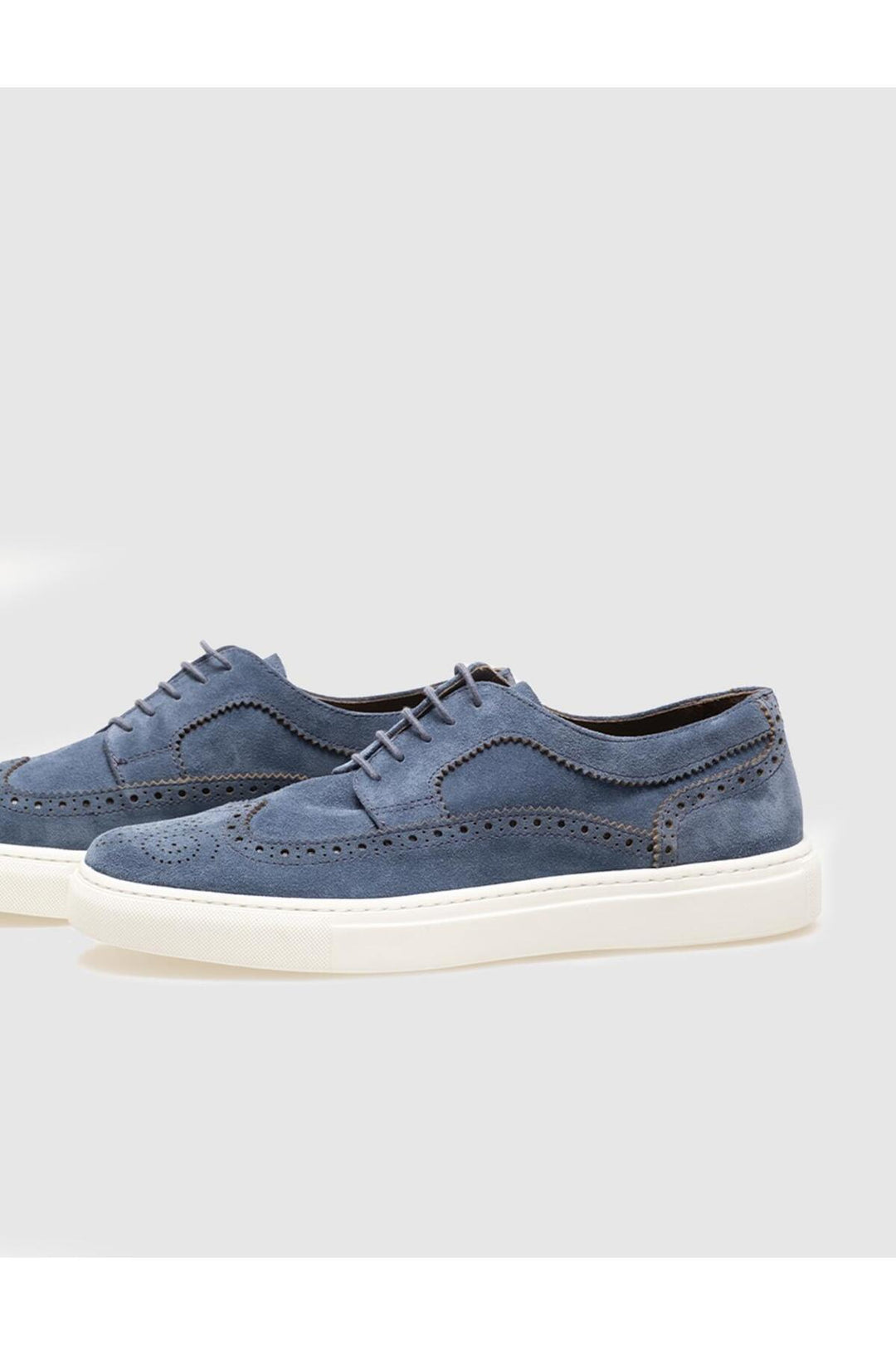 Cabani Shoes Chaussures de sport pour hommes en cuir véritable en suède bleu avec lacets. - Bleu
