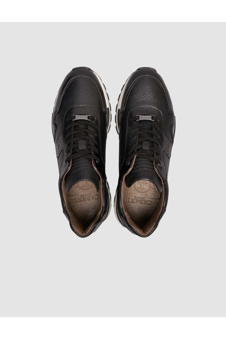 Cabani Shoes Chaussures de sport pour hommes en cuir véritable texturé noir à lacets. - Multicolore