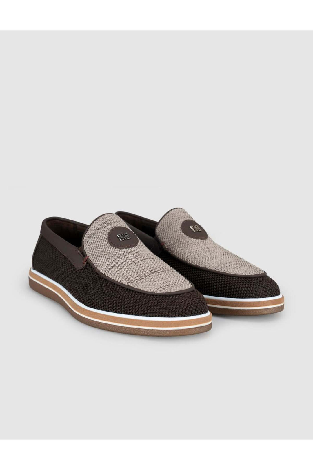 Cabani Shoes Mocassin en tricot homme en vison-chocolat - Multicolore
