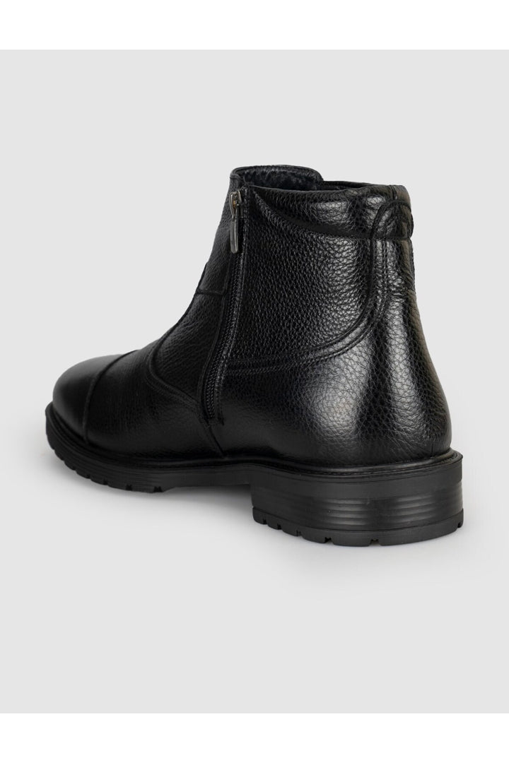 Cabani Shoes Bottines classiques pour hommes en cuir véritable avec fourrure noire et fermeture éclair - Multicolore