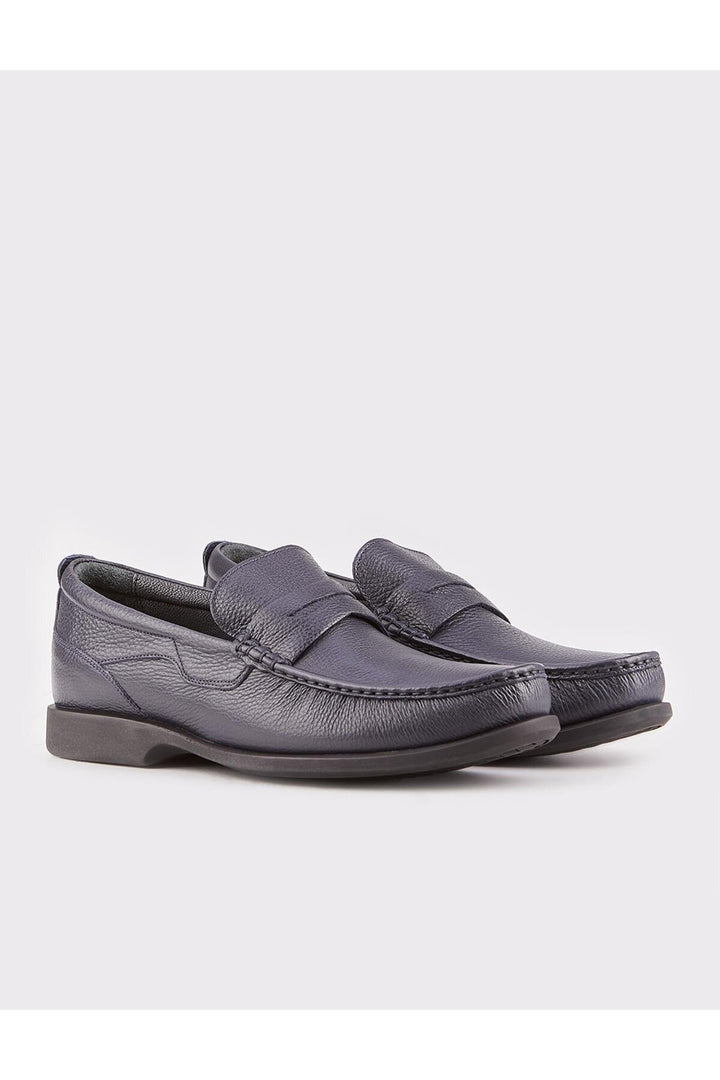 Cabani Shoes Chaussures Loafers pour hommes en cuir véritable sans lacets bleu marine. - Bleu marine