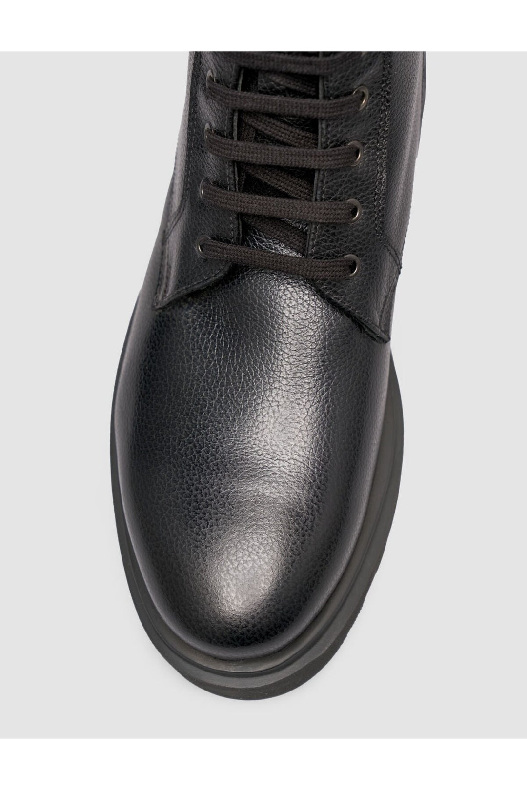 Cabani Shoes Bottines à lacets pour hommes en cuir véritable noir - Noir