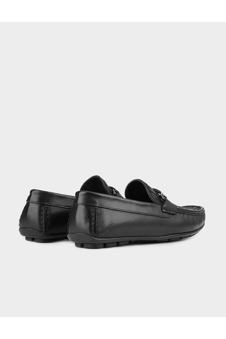Cabani Shoes Semelle en caoutchouc Mocassins pour hommes en cuir véritable noir - Noir