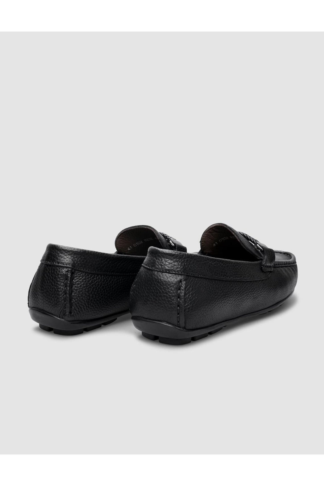 Cabani Shoes Chaussures Loafer pour hommes en cuir véritable noir avec semelle en caoutchouc - Noir