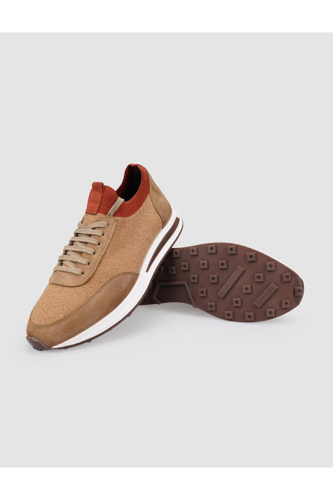Cabani Shoes Chaussures de sport pour hommes en tricot marron avec lacets - Multicolore