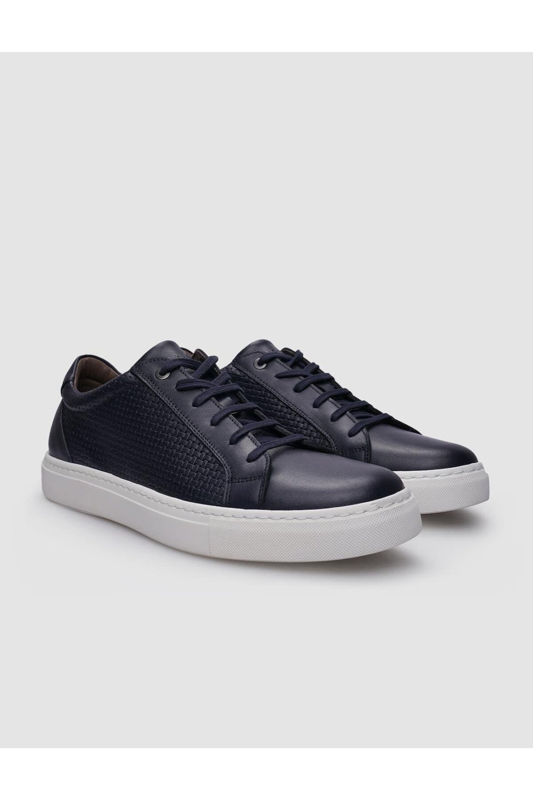 Cabani Shoes %100 Cuir Véritable Baskets Pour Hommes Bleu Marine à Lacets à Motifs - Bleu marine