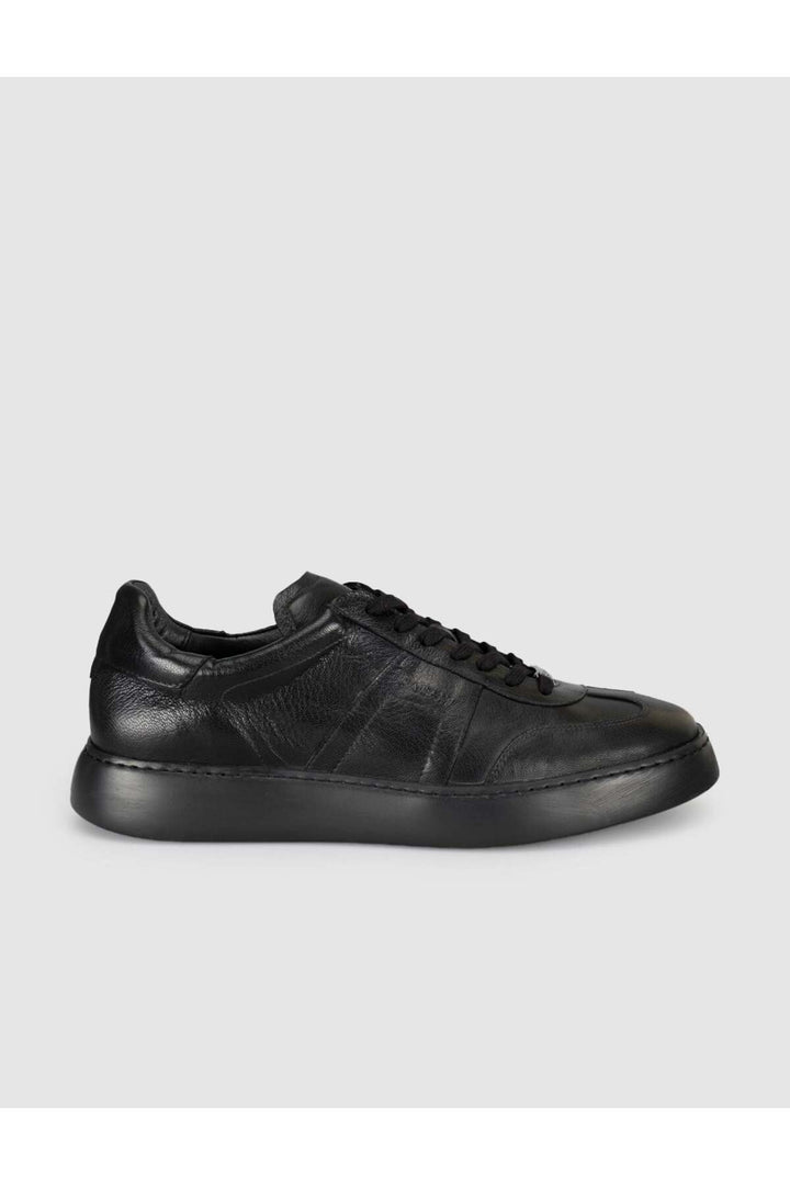 Cabani Shoes Baskets pour hommes en cuir véritable noir - Multicolore