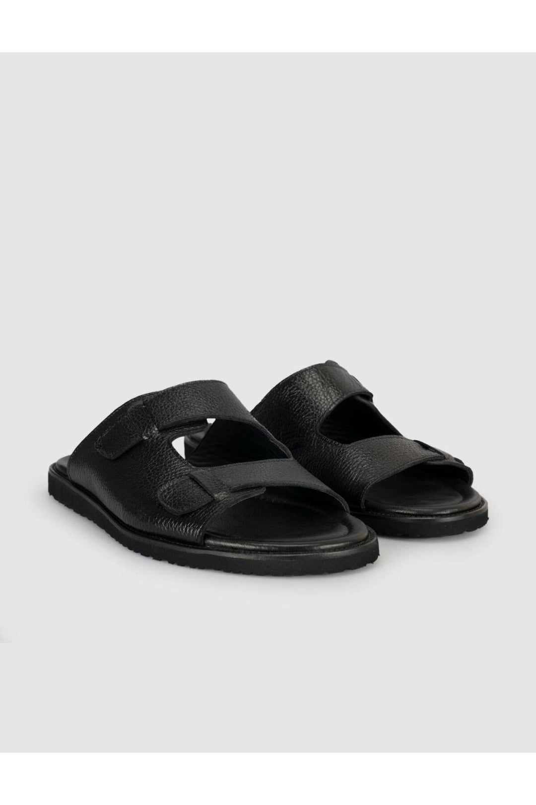 Cabani Shoes Sandales en cuir noir pour homme avec boucle - Noir