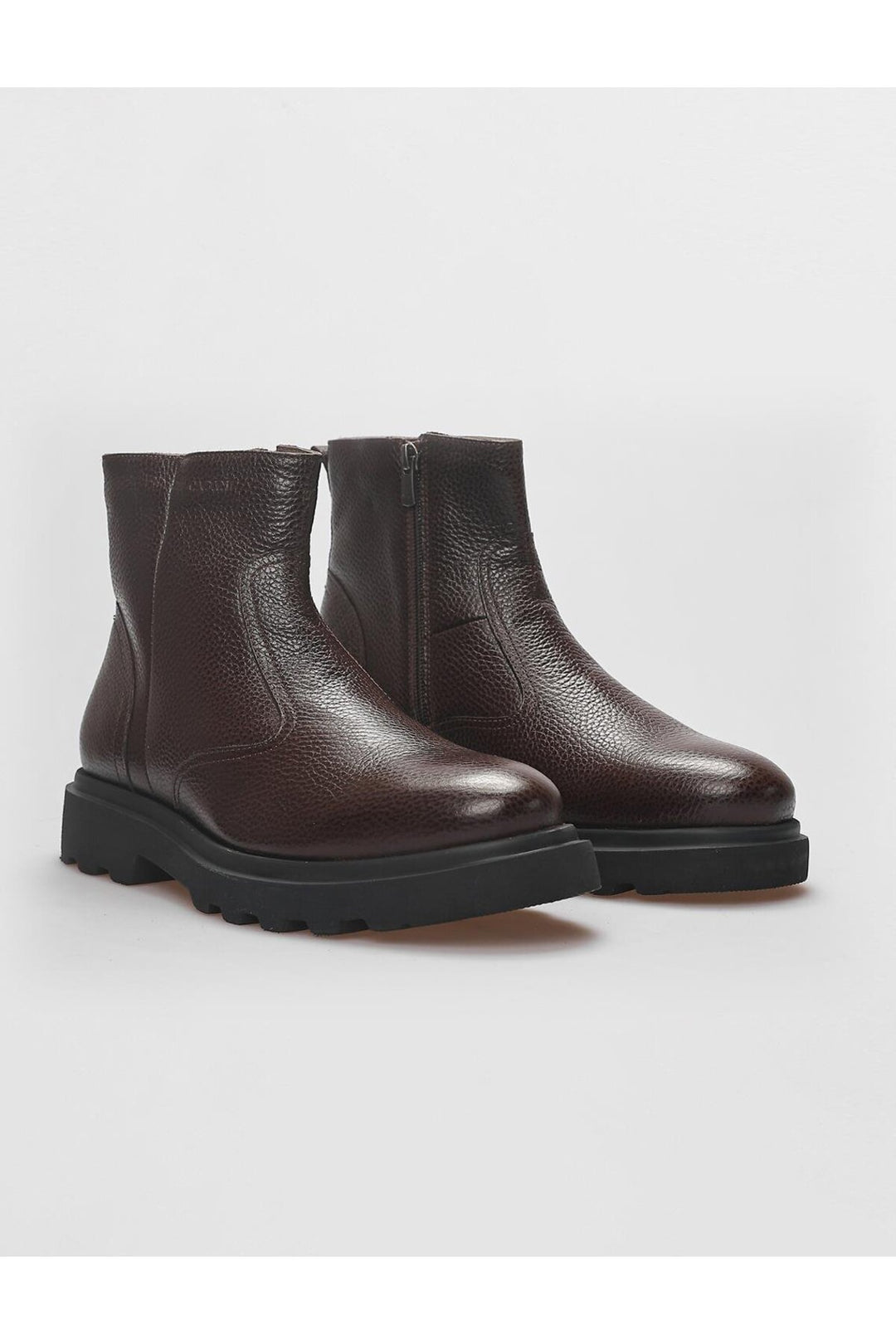 Cabani Shoes Bottines pour hommes en cuir véritable marron avec fermeture éclair - Multicolore