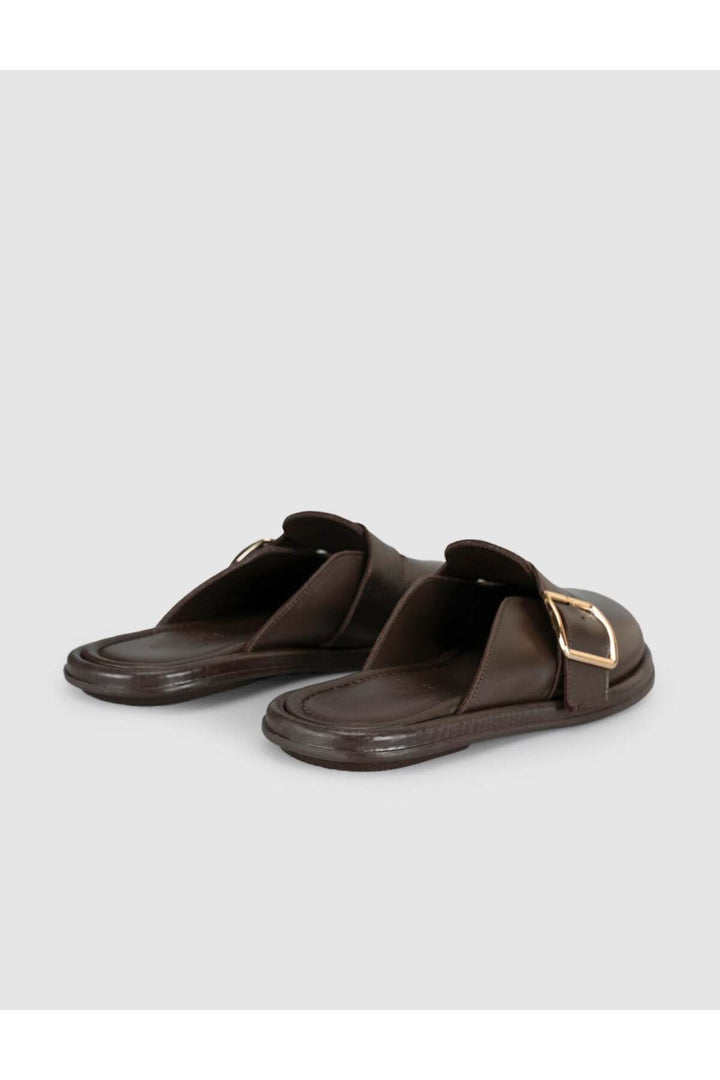 Cabani Shoes Sandales en cuir véritable marron à boucle pour femme - Multicolore