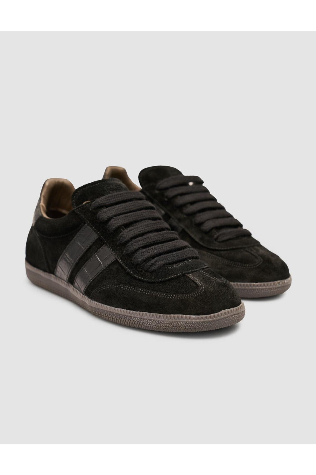 Cabani Shoes Baskets pour femmes en cuir suédé véritable noir 100% - Noir