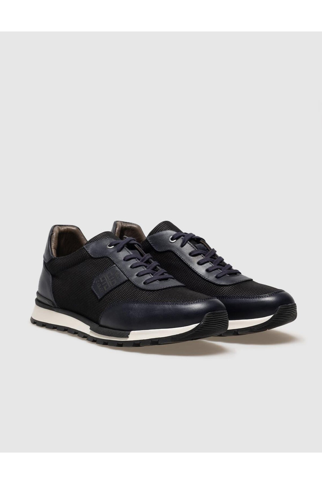 Cabani Shoes Chaussures de sport pour hommes en cuir véritable bleu marine à lacets - Bleu marine