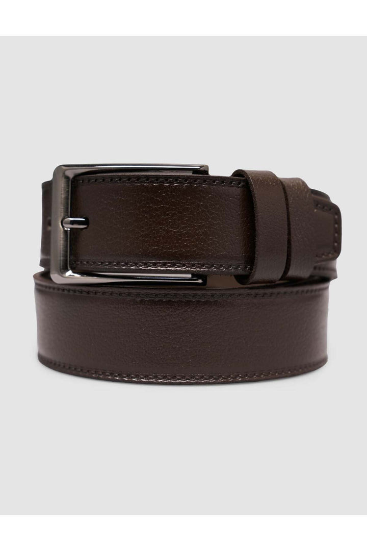 Cabani Shoes Ceinture classique pour homme en cuir véritable 100% marron avec couture de 3,5 cm. - Multicolore
