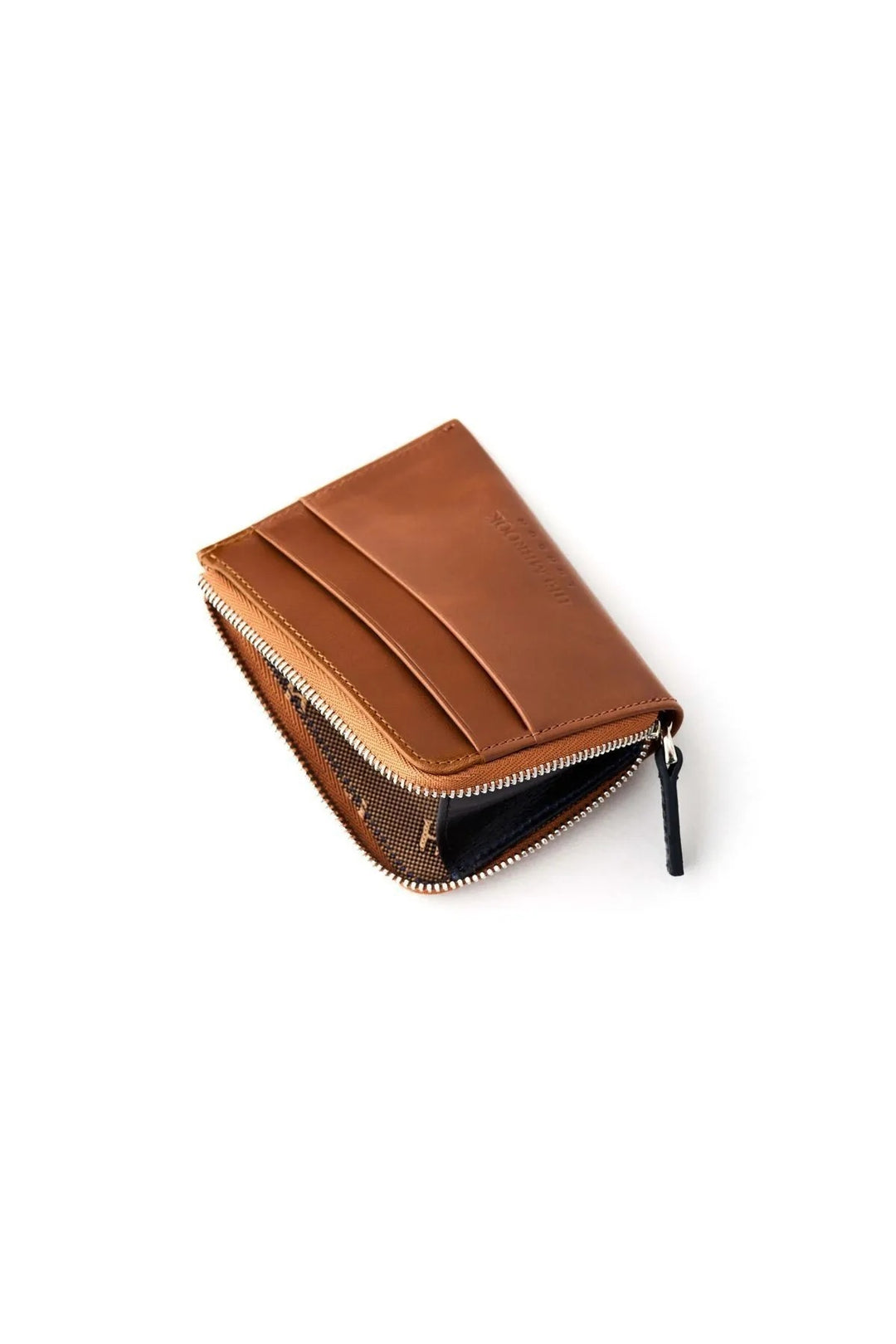 helmbrook Porte-cartes zippé en cuir véritable pour homme avec protection RFID Seward Tan