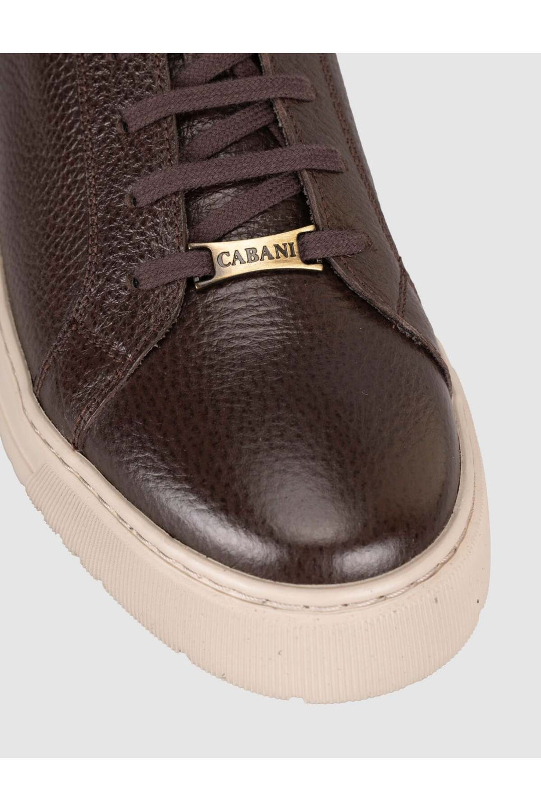 Cabani Shoes Baskets décontractées pour hommes en cuir véritable marron - Marron