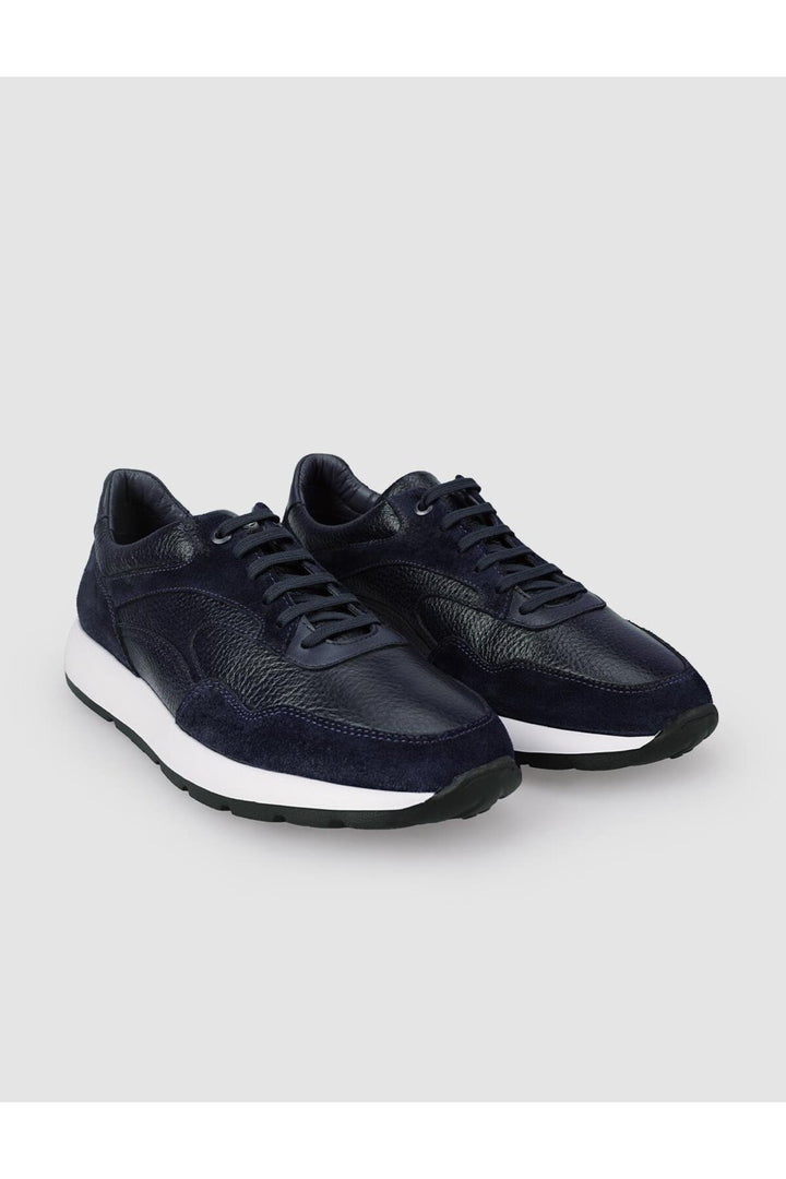 Cabani Shoes %100 Cuir véritable Bleu marine Chaussures de sport pour hommes - Bleu marine