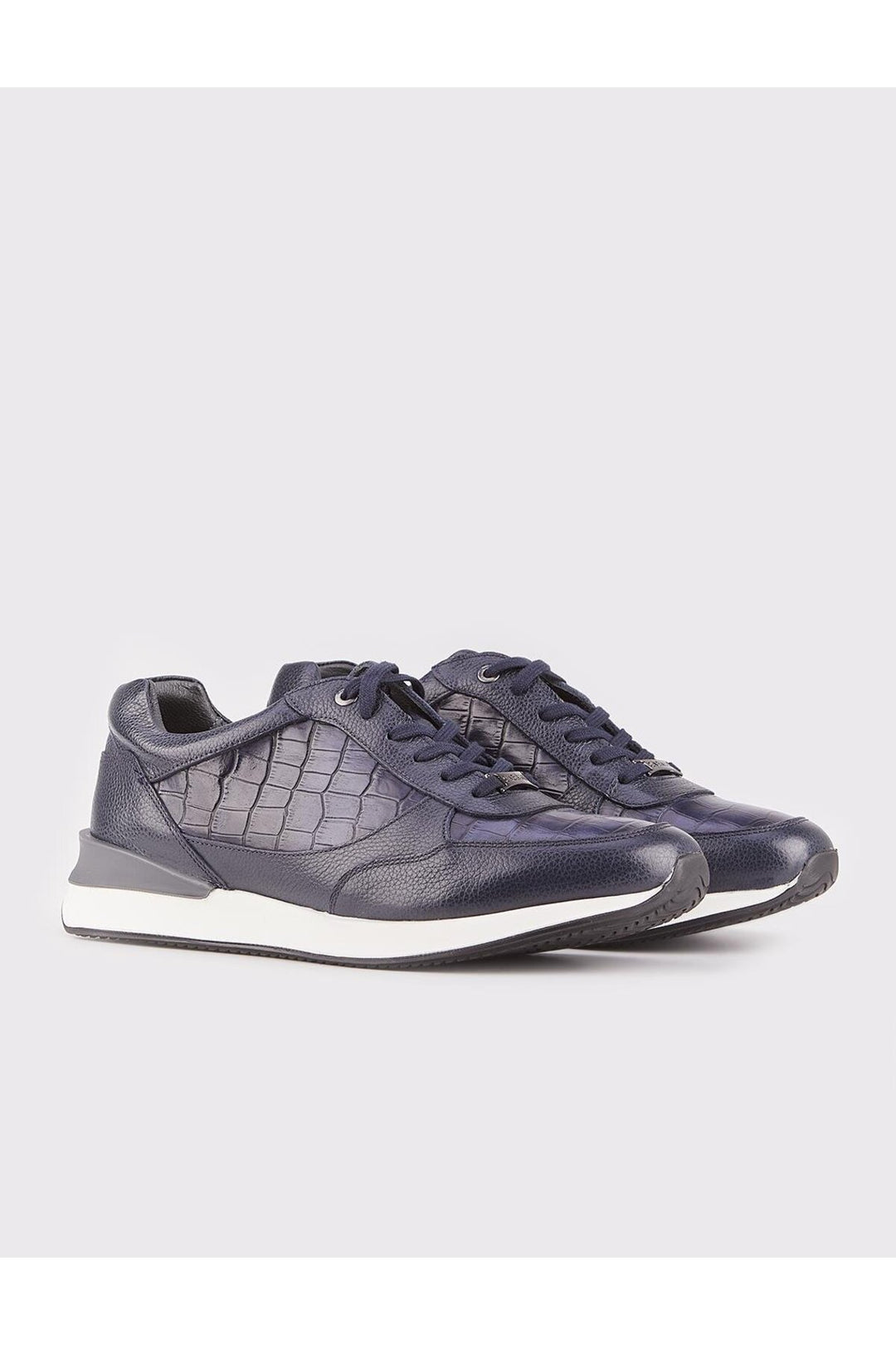 Cabani Shoes Chaussures de sport pour hommes en cuir véritable bleu marine à lacets avec semelle thermo. - Bleu marine