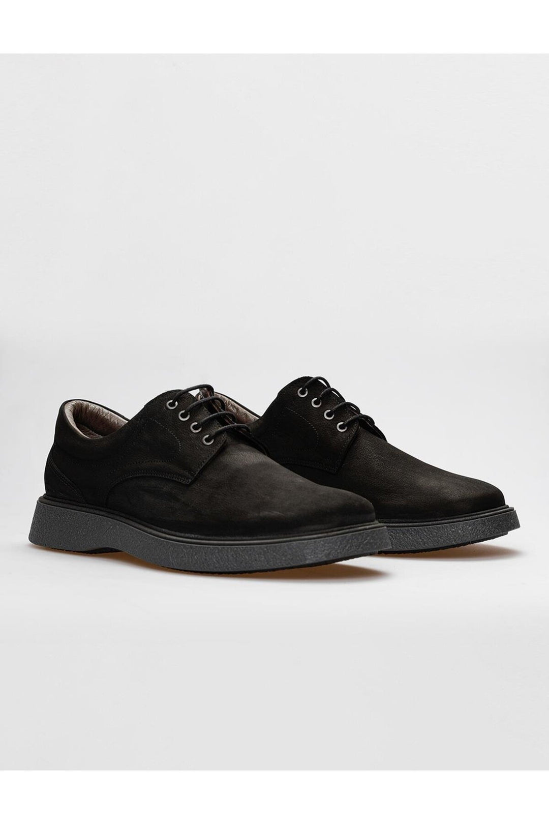 Cabani Shoes Chaussures de ville pour hommes en nubuck noir en cuir véritable avec lacets - Multicolore