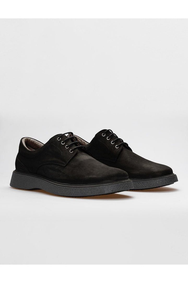 Cabani Shoes Chaussures de ville pour hommes en nubuck noir en cuir véritable avec lacets - Multicolore