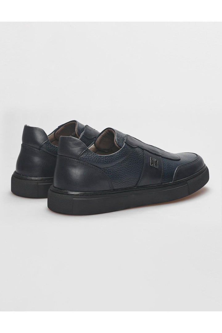 Cabani Shoes Chaussures de sport pour hommes en cuir véritable bleu marine - Bleu marine