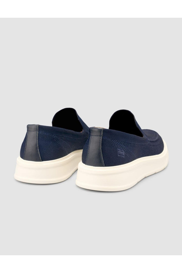 Cabani Shoes Chaussures de ville pour hommes en tricot sans lacets bleu marine - Bleu marine