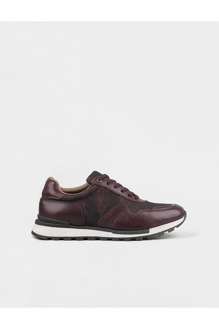 Cabani Shoes Chaussures de sport pour hommes en cuir véritable marron à lacets - Marron