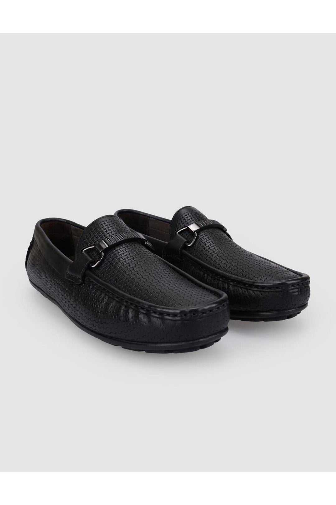 Cabani Shoes %100 Cuir véritable Mocassins pour hommes à boucle noire - Noir