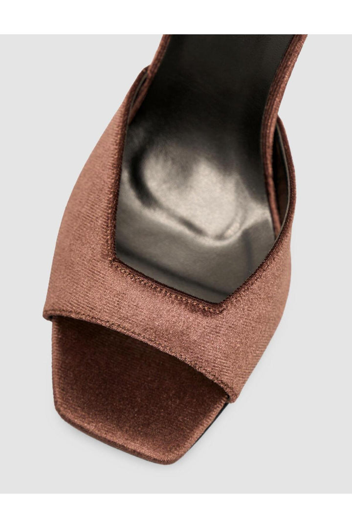 Cabani Shoes Chaussures à talons pour femmes en velours marron foncé avec boucle à la cheville - Marron