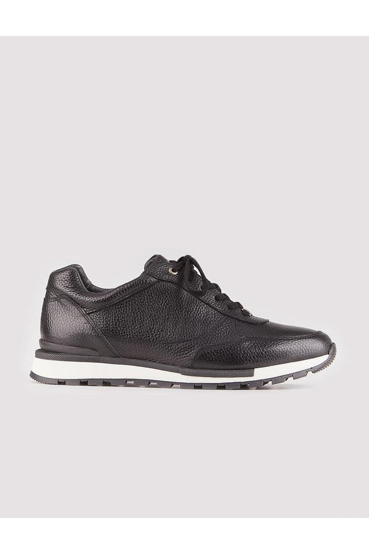 Cabani Shoes Chaussures de sport pour hommes en cuir véritable noires à lacets - Noir