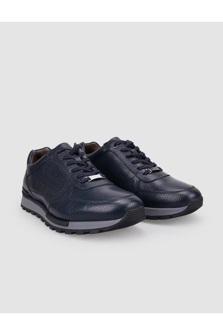 Cabani Shoes %100 Cuir Véritable Chaussures de Sport pour Hommes à Lacets Bleu marine - Bleu marine