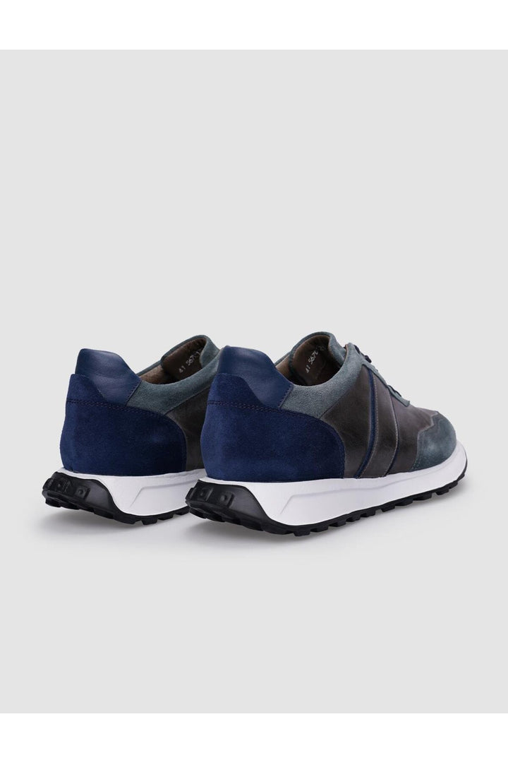 Cabani Shoes Baskets pour hommes en cuir véritable gris à lacets 100% - Gris