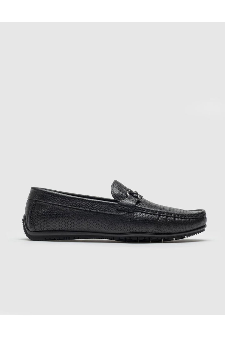 Cabani Shoes Chaussures Loafer pour hommes en cuir véritable noir avec détail de boucle - Noir