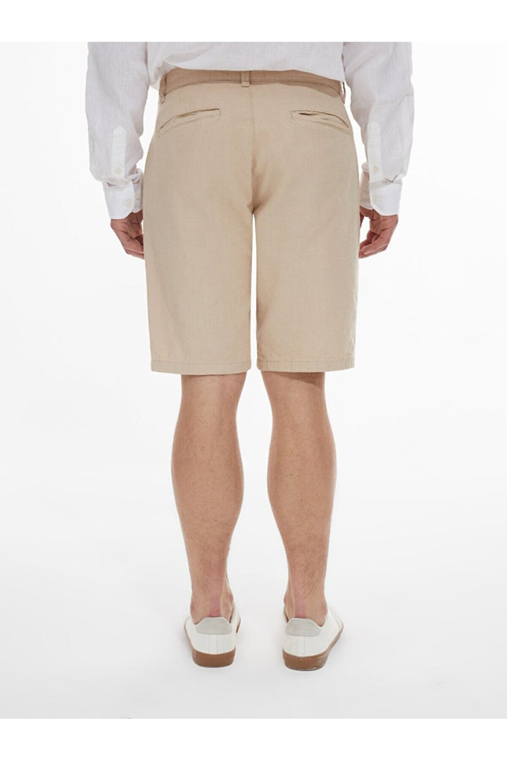 LTB Short midi beige classique aspect lin