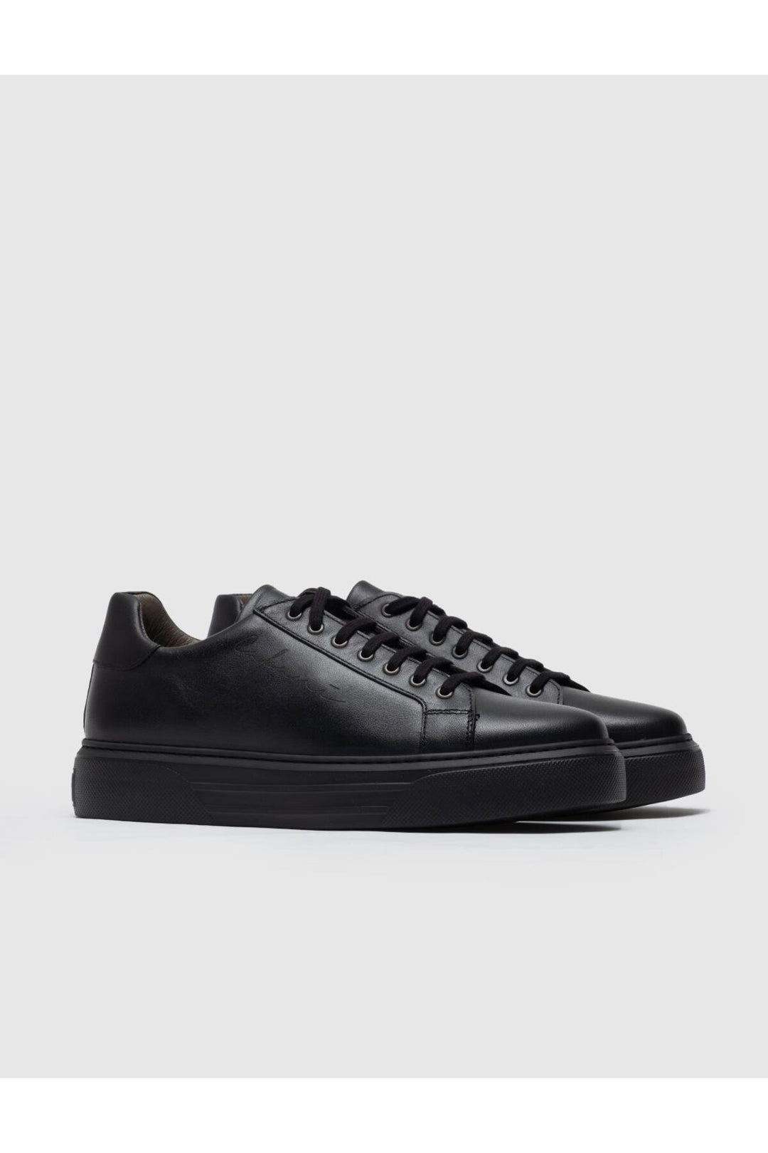 Cabani Shoes Chaussures de sport pour hommes en cuir véritable noires avec lacets et motif d'écriture. - Noir