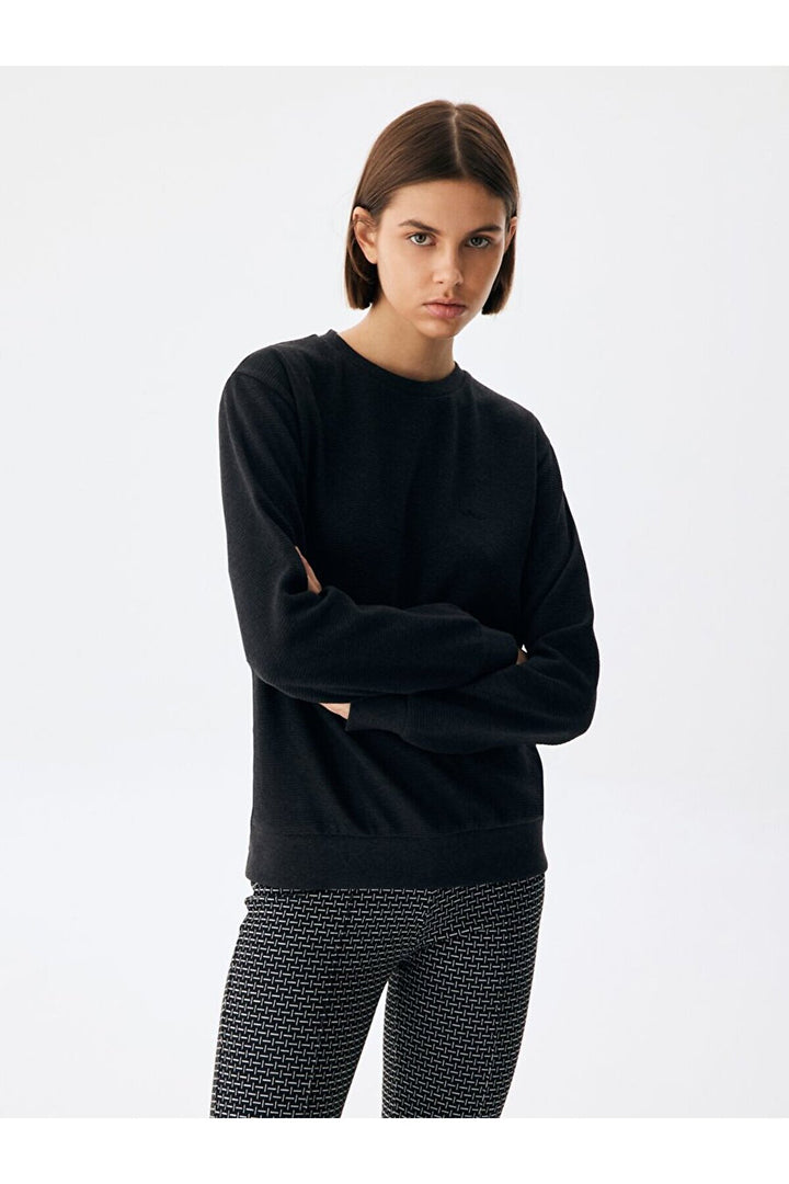 LTB Sweat noir basique à col rond