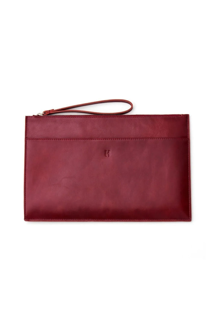helmbrook Sac porte-documents en cuir véritable pour femme zippé RFID protégé Beverly Burgundy