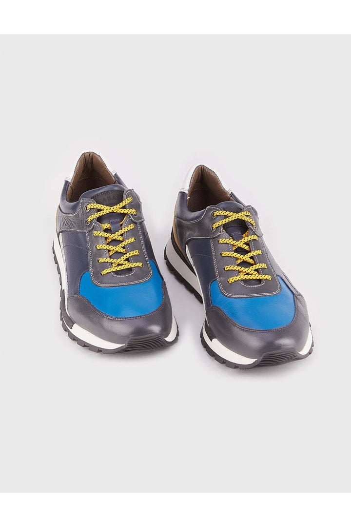 Cabani Shoes Chaussures de sport pour hommes en cuir véritable gris à lacets. - Gris