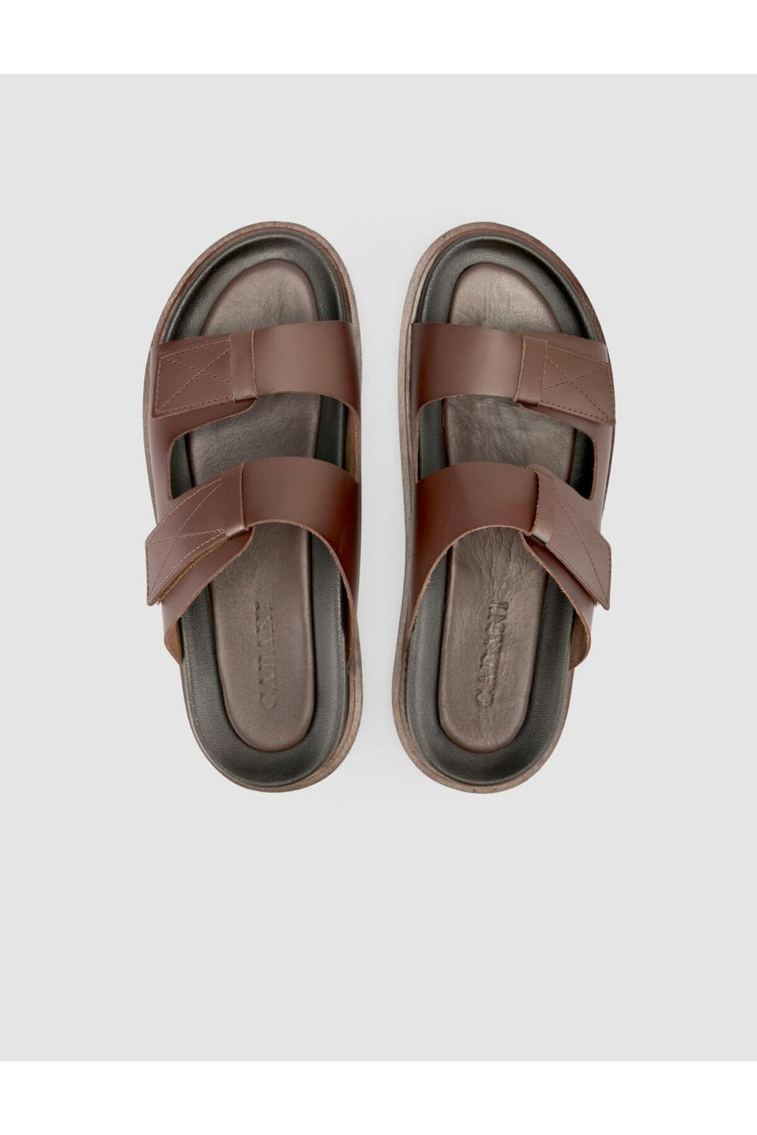 Cabani Shoes %100 Cuir véritable Sandales à velcro pour hommes marron - Multicolore