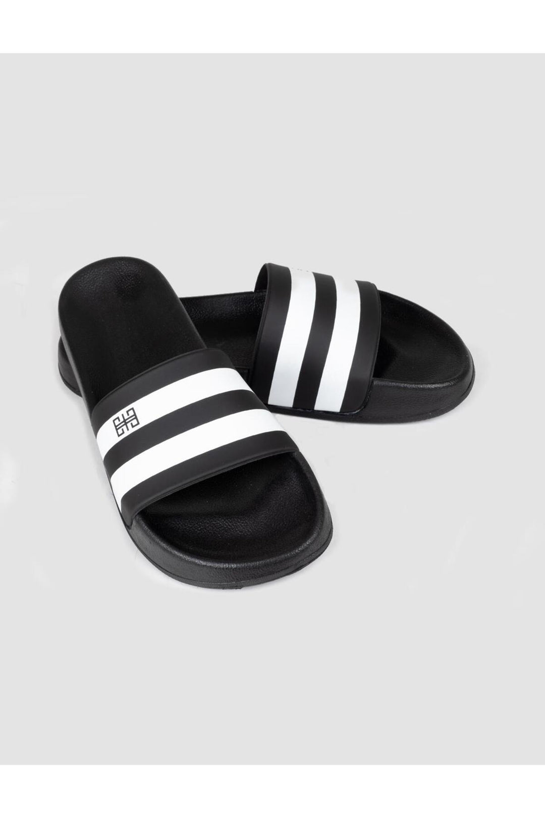 Cabani Shoes Sandales pour hommes à semelle en caoutchouc noir et blanc - Noir