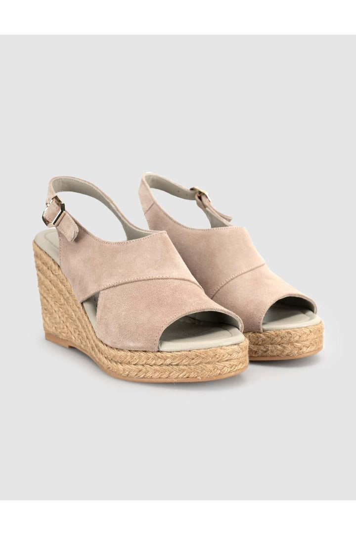 Cabani Shoes Sandales à talons compensés en cuir suédé véritable avec semelle en jute pour femmes - Pierre