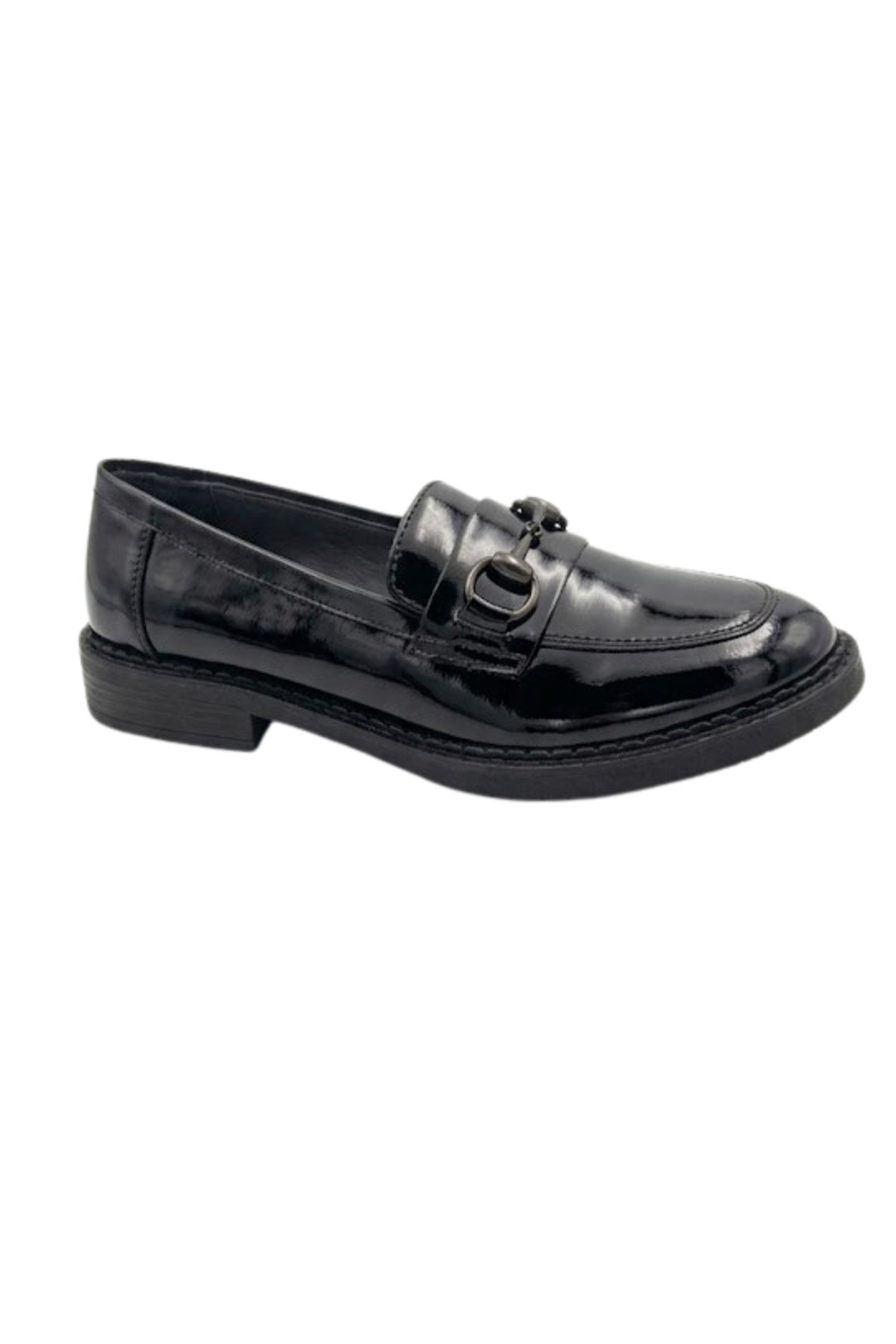 Wavelys STAN Chaussures élégantes et confortables en cuir verni noir adaptées pour le bureau et un usage quotidien - Noir
