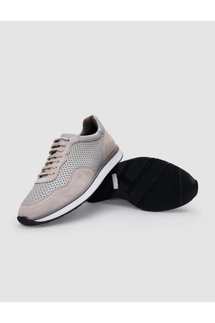 Cabani Shoes %100 Cuir Véritable Beige Suédé Chaussures de Sport Homme à Lacets - Beige