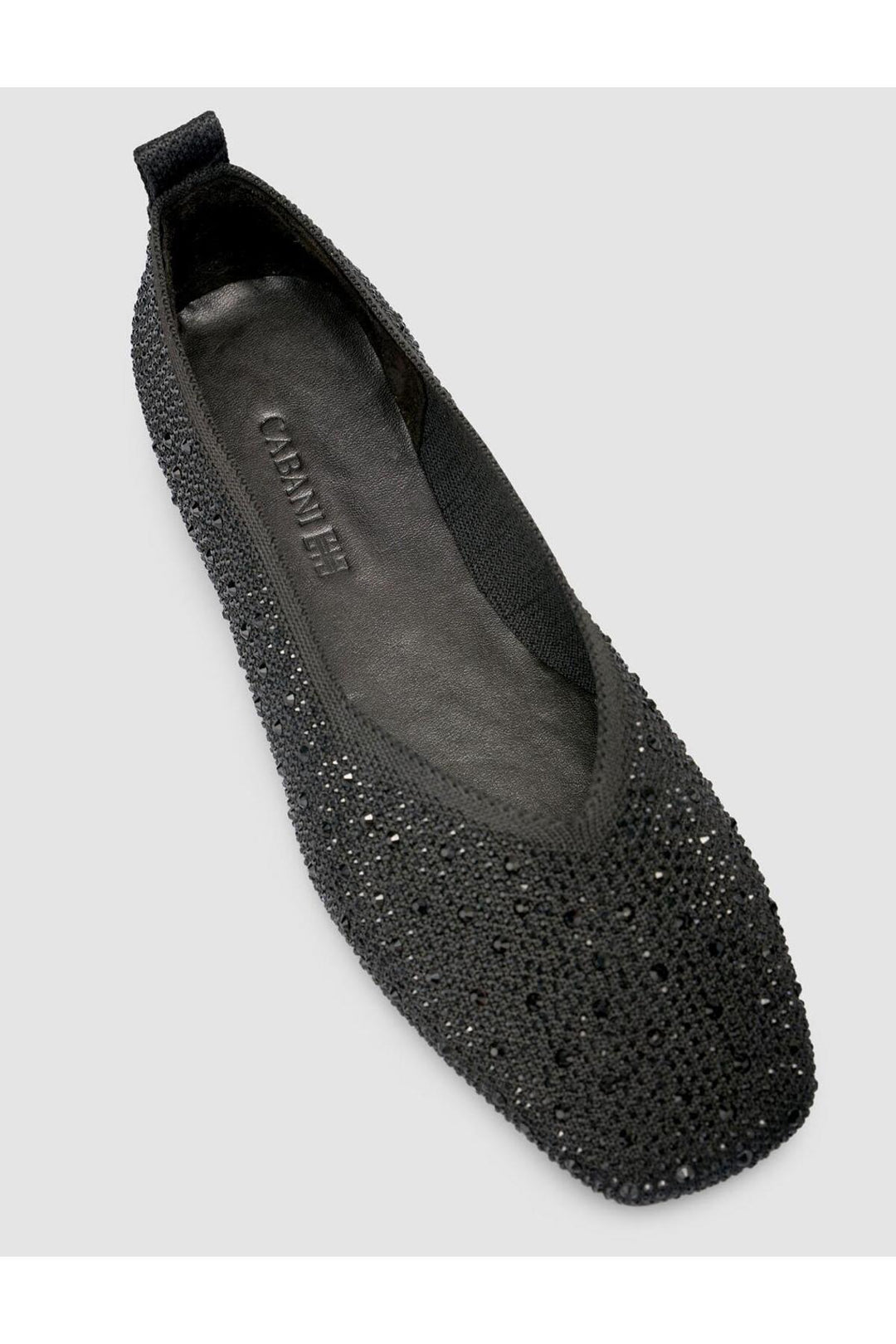 Cabani Shoes Ballerines noires en tissu avec pierres Serario pour femmes - Noir