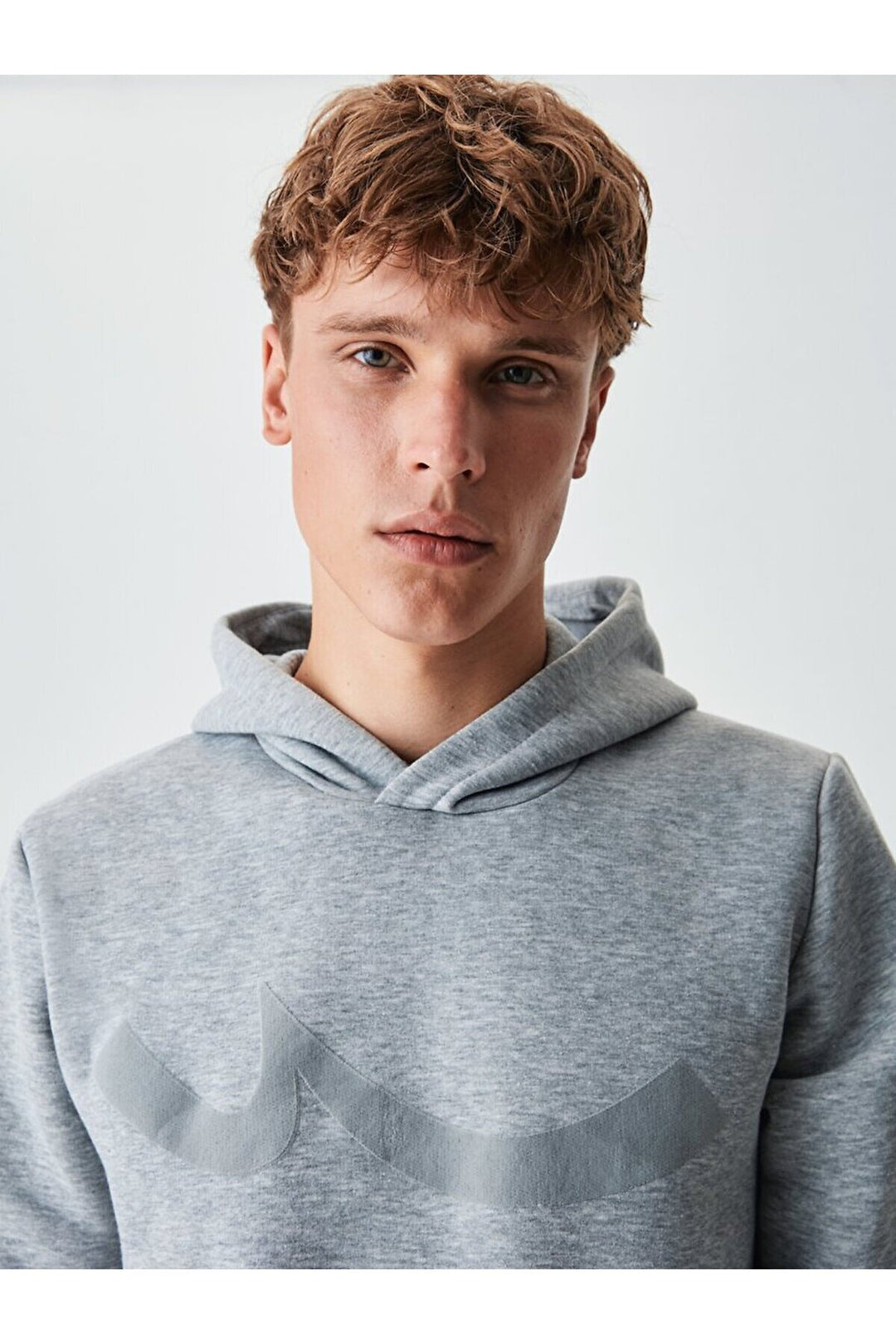 LTB Sweat-shirt gris coupe droite à capuche tendue sans fermeture éclair