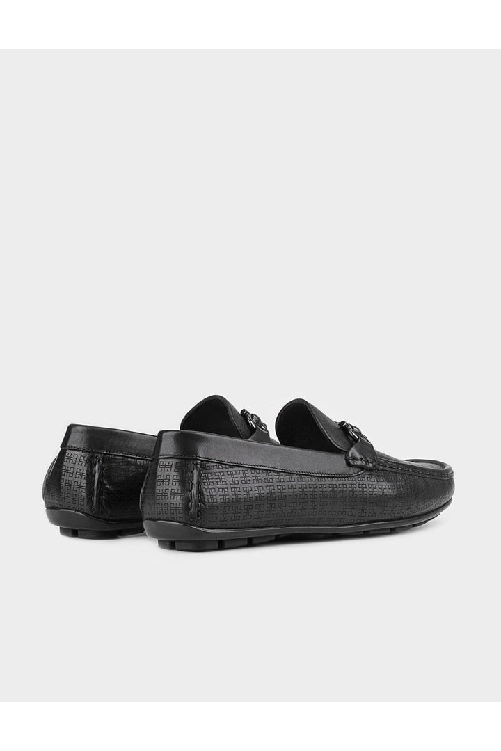Cabani Shoes Chaussures Loafer noires en cuir véritable avec accessoire à boucle pour homme - Multicolore