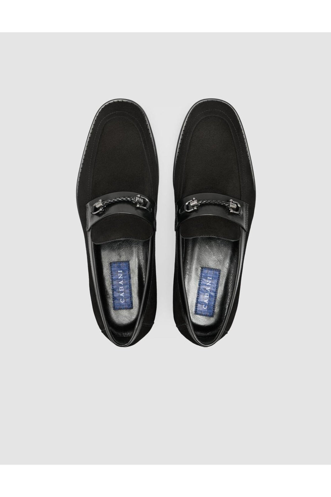 Cabani Shoes Mocassin homme en cuir suédé véritable noir avec détail de boucle. - Multicolore
